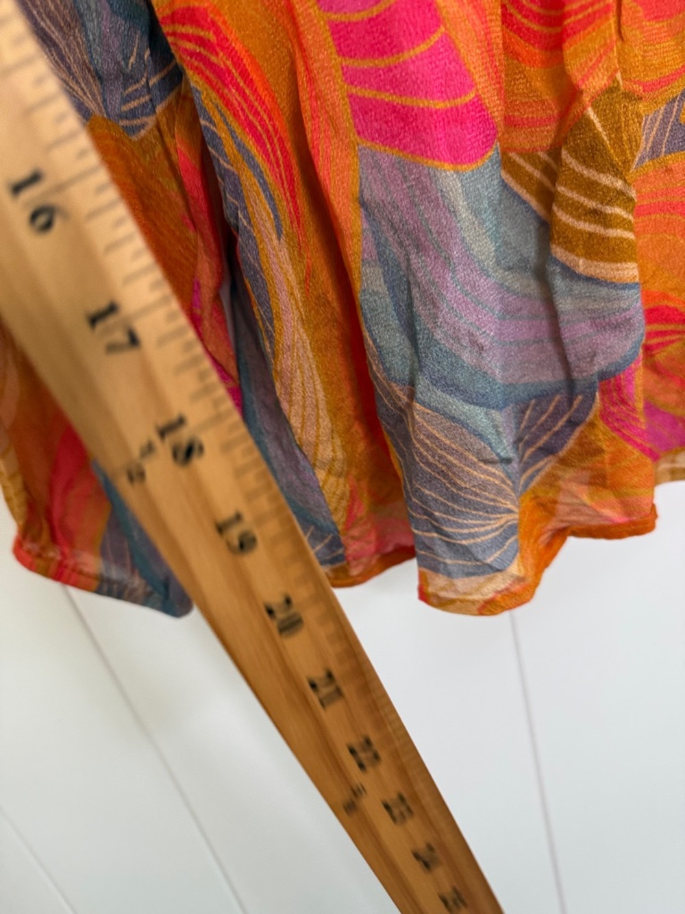 Bl^nk London Anthropologie Women's Tessa Orange Motif Size X-Small Puff Sleeve - Picture 5 of 9